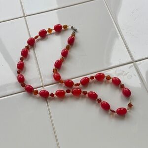 Elegant Red and Orange Beaded Necklace